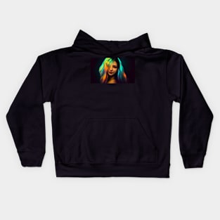 Girl with colorful hair - best selling Kids Hoodie